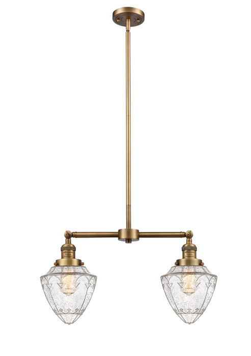 Innovations 209-BB-G664-7 Two Light Island Pendant, Brushed Brass