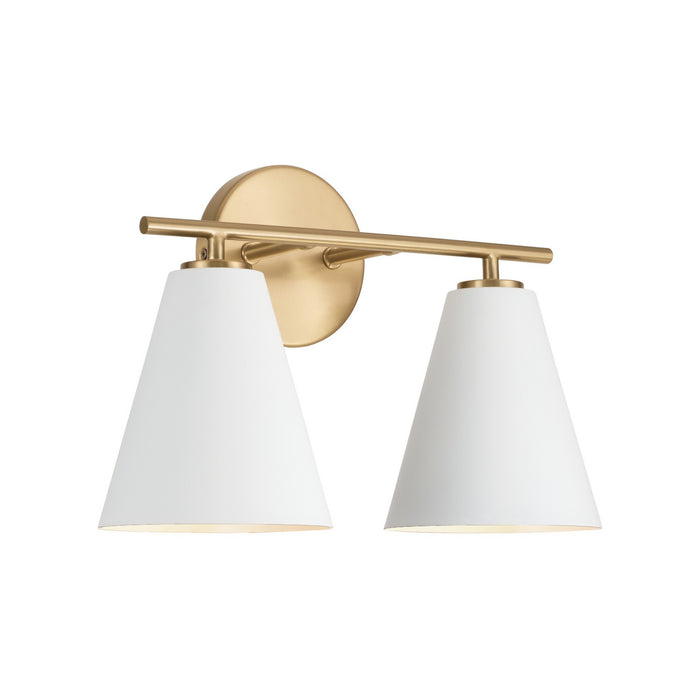 Capital Lighting AA1038RE Two Light Vanity, Matte Brass and White