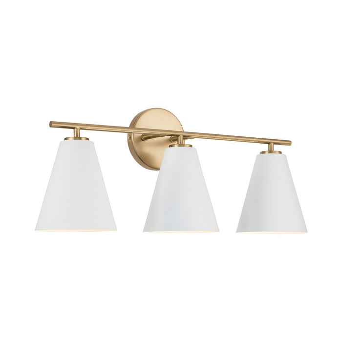 Capital Lighting AA1039RE Three Light Vanity, Matte Brass and White