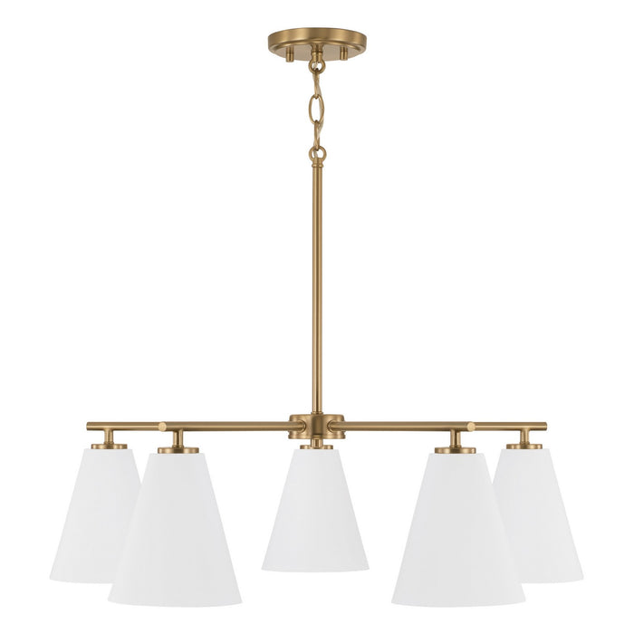 Capital Lighting AA1040RE Five Light Chandelier, Matte Brass and White