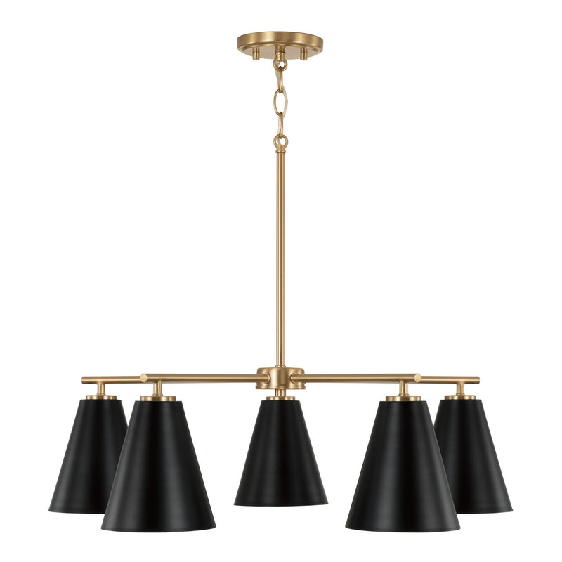 Capital Lighting AA1040RK Five Light Chandelier, Matte Brass and Black