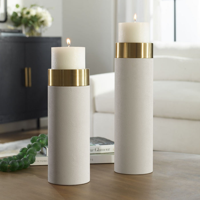 Uttermost 18100 Candleholders, Set/2, Antique Brushed Brass