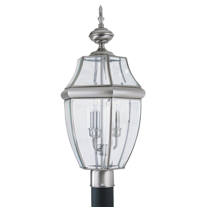 Generation Lighting 8239-965 Three Light Outdoor Post Lantern, Antique Brushed Nickel