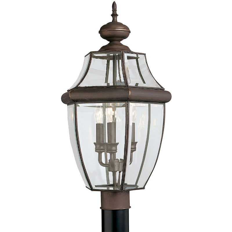 Generation Lighting 8239-71 Three Light Outdoor Post Lantern, Antique Bronze