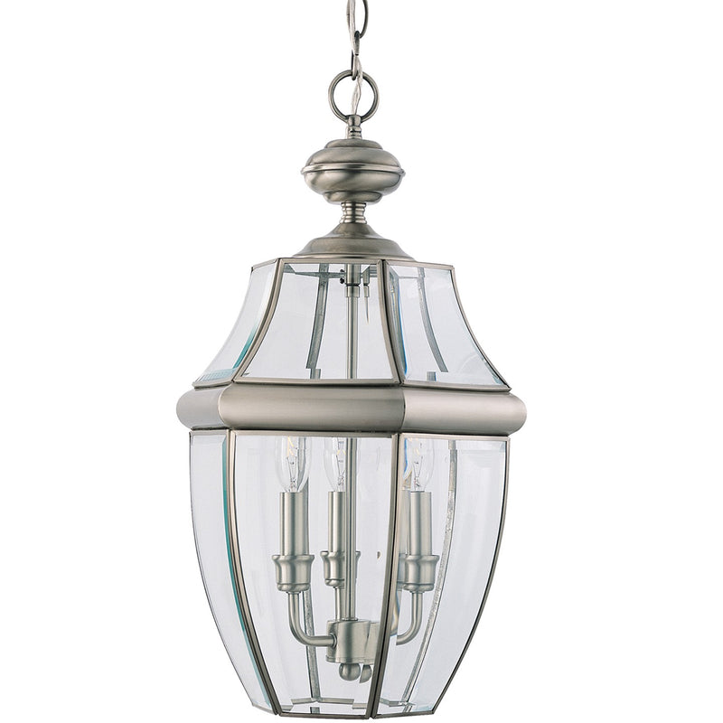 Generation Lighting 6039-965 Three Light Outdoor Pendant, Antique Brushed Nickel