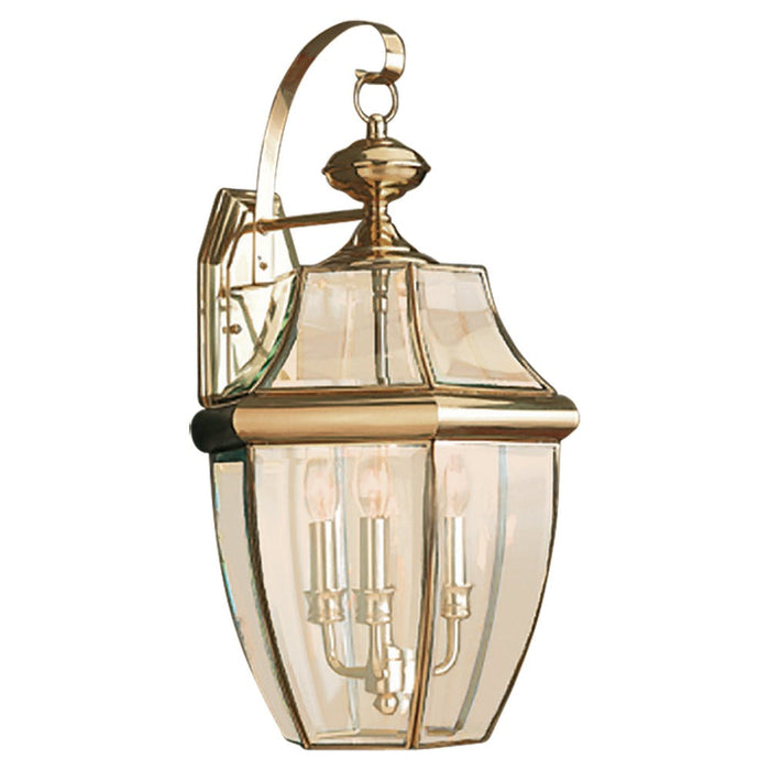 Generation Lighting 8040-02 Three Light Outdoor Wall Lantern, Polished Brass