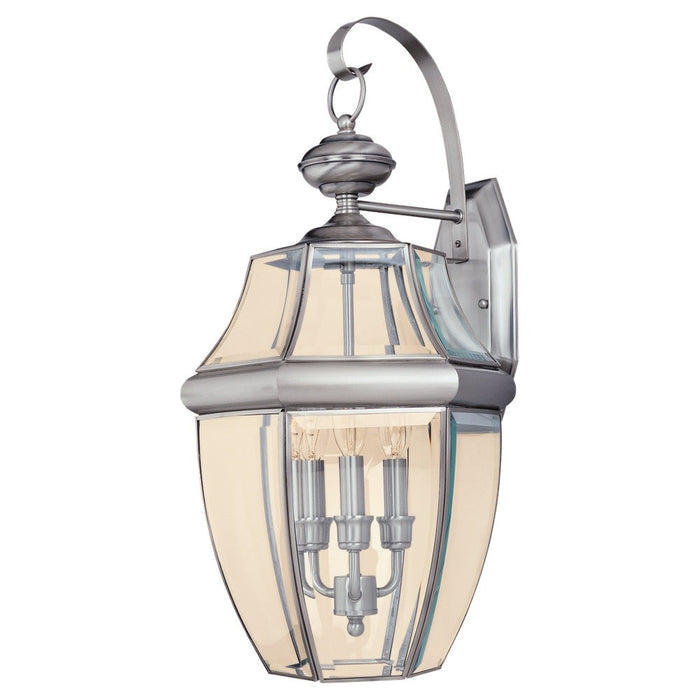 Generation Lighting 8040-965 Three Light Outdoor Wall Lantern, Antique Brushed Nickel