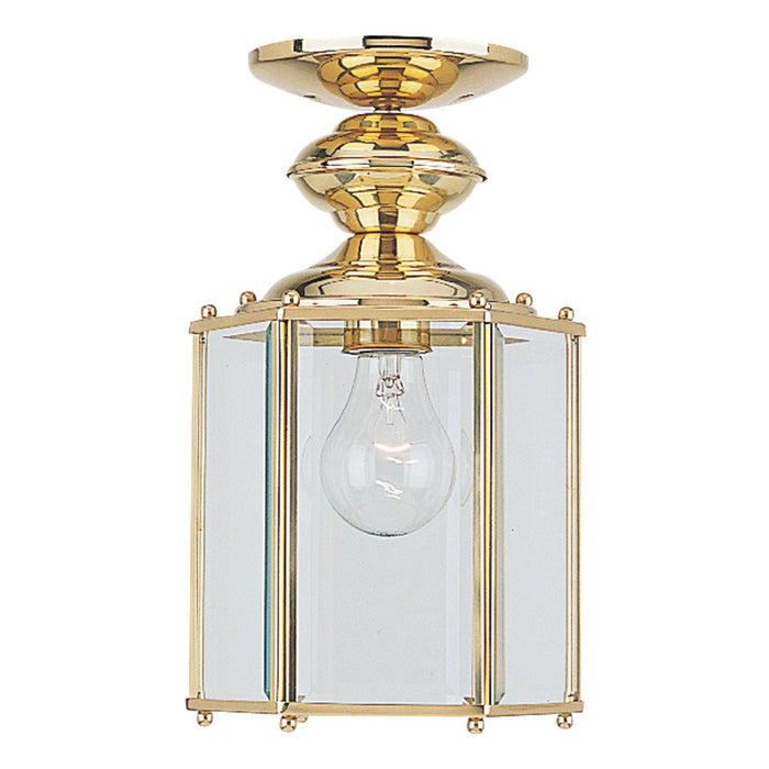 Generation Lighting 6008-02 One Light Outdoor Semi-Flush Convertible Pendant, Polished Brass