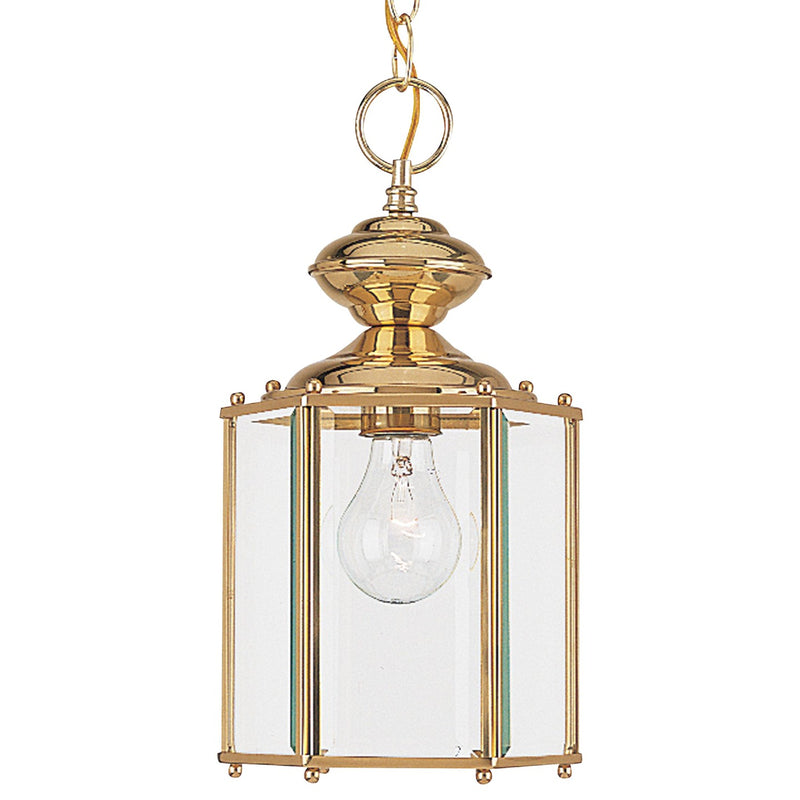 Generation Lighting 6008-02 One Light Outdoor Semi-Flush Convertible Pendant, Polished Brass