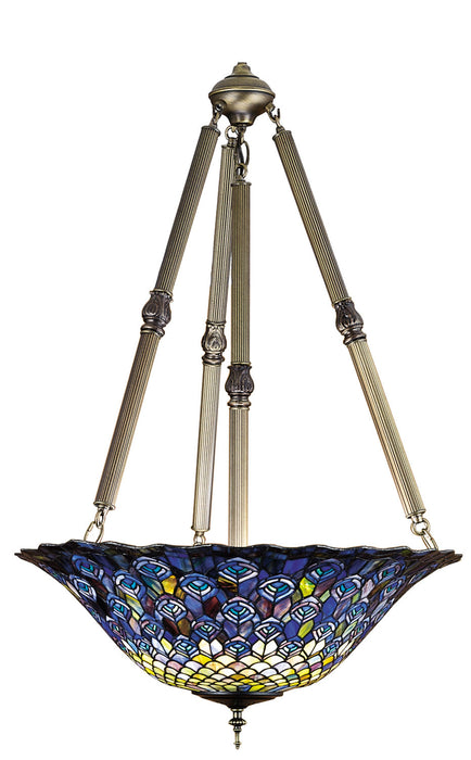 Meyda Tiffany 26549 Four Light Inverted Pendant, Green/Blue Pbag Purple/Blue Lt Blue Aqua/Green