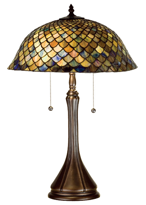 Meyda Tiffany 28369 Two Light Table Lamp, Mahogany Bronze