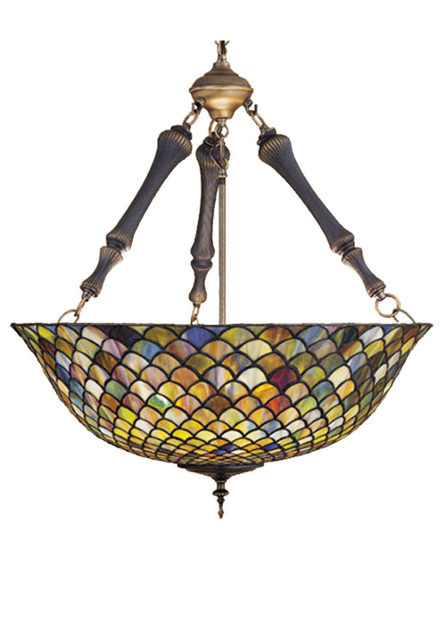 Meyda Tiffany 30466 Three Light Inverted Pendant, Polished Brass