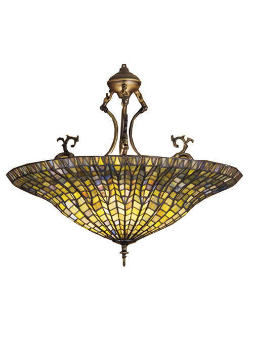 Meyda Tiffany 30993 Three Light Inverted Pendant, Mahogany Bronze