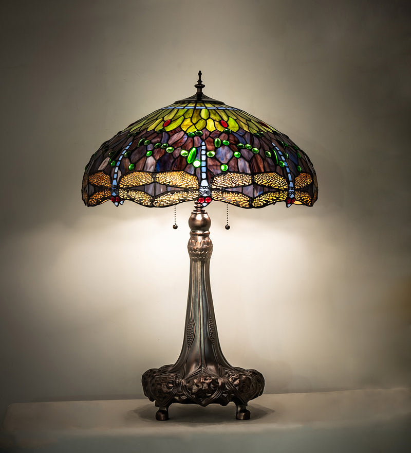 Meyda Tiffany 31112 Three Light Table Lamp, Mahogany Bronze