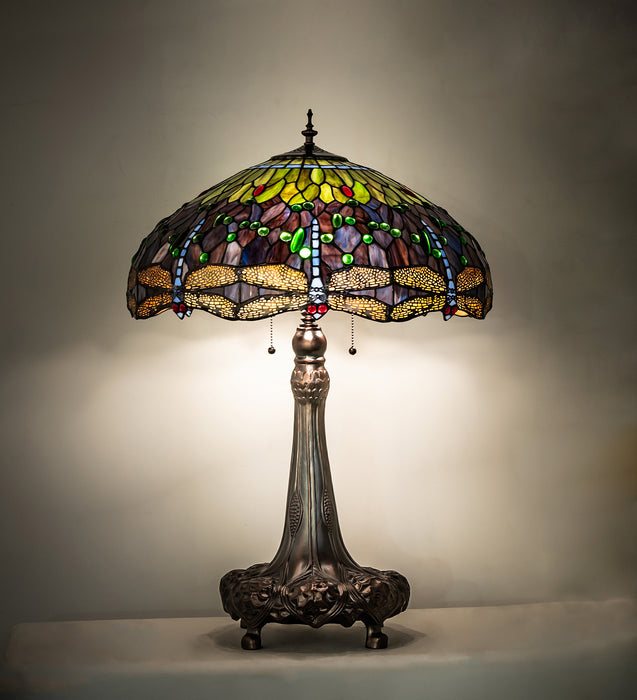Meyda Tiffany 31112 Three Light Table Lamp, Mahogany Bronze