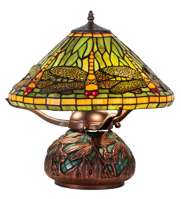 Meyda Tiffany 26681 Three Light Table Lamp, Mahogany Bronze