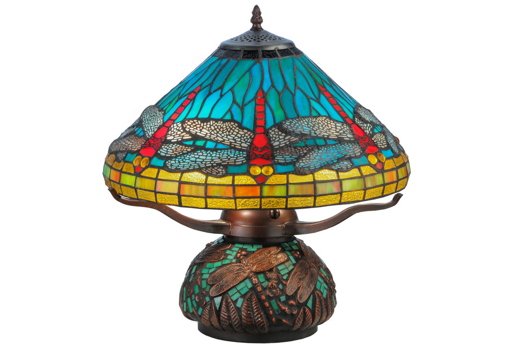 Meyda Tiffany 27159 Three Light Table Lamp, Mahogany Bronze