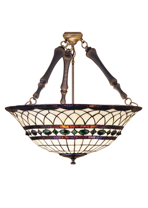 Meyda Tiffany 30468 Three Light Inverted Pendant, Craftsman Brown