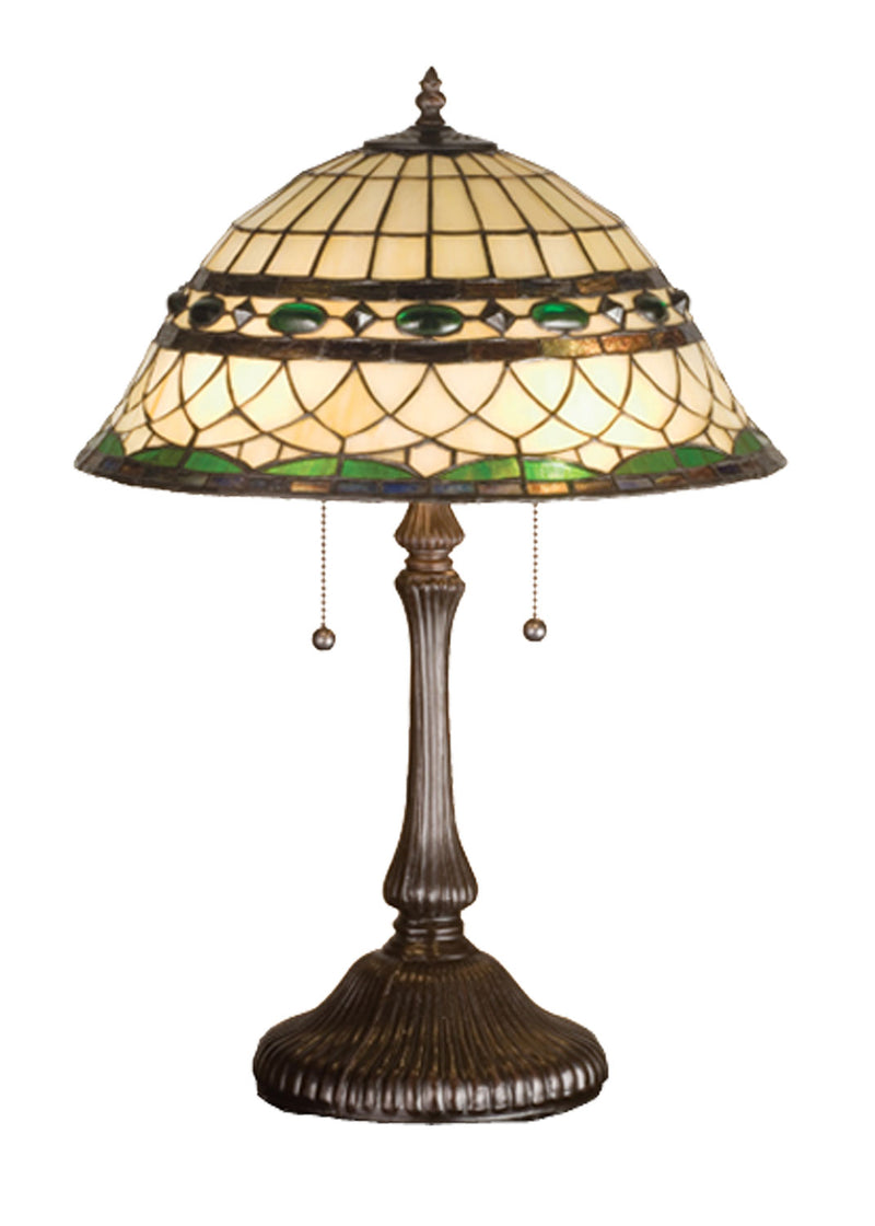 Meyda Tiffany 27538 Two Light Table Lamp, Beige Green Pbagwr Green