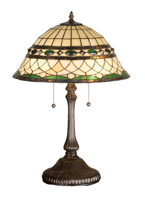 Meyda Tiffany 27538 Two Light Table Lamp, Beige Green Pbagwr Green