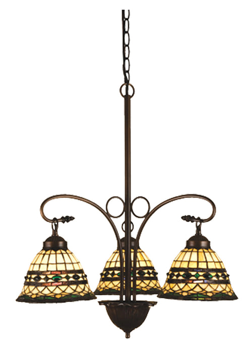 Meyda Tiffany 27421 Three Light Chandelier, Beige Green Pbagwg Green