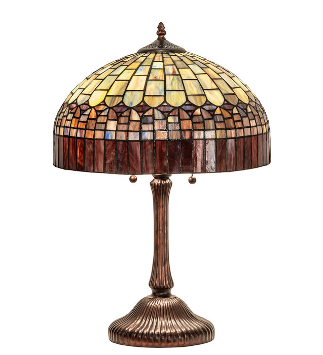 Meyda Tiffany 26322 Two Light Table Lamp, Green/Blue Pbag
