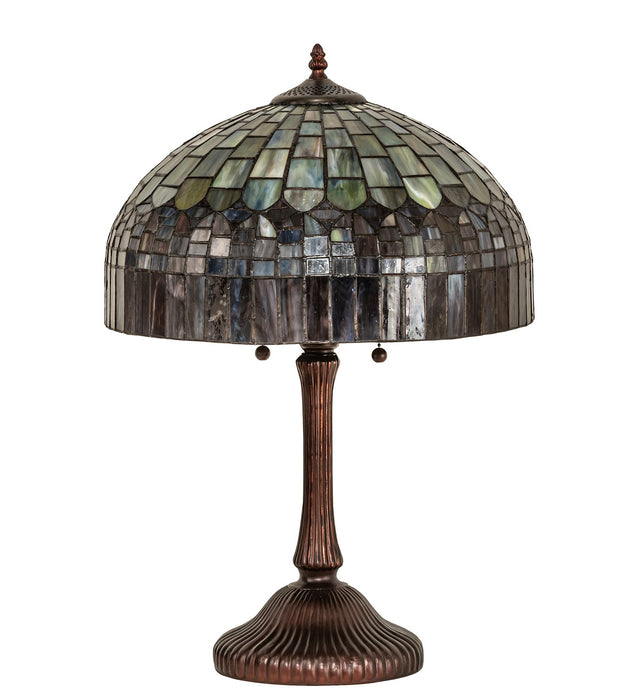 Meyda Tiffany 26322 Two Light Table Lamp, Green/Blue Pbag