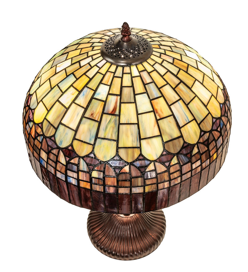 Meyda Tiffany 26322 Two Light Table Lamp, Green/Blue Pbag