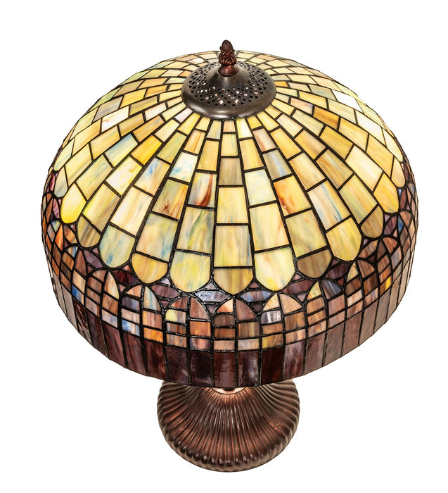 Meyda Tiffany 26322 Two Light Table Lamp, Green/Blue Pbag