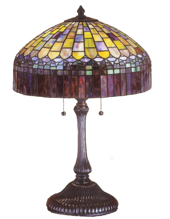 Meyda Tiffany 26322 Two Light Table Lamp, Green/Blue Pbag