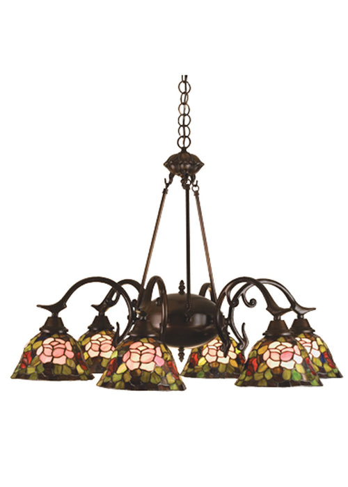 Meyda Tiffany 27399 Six Light Chandelier, Craftsman Brown