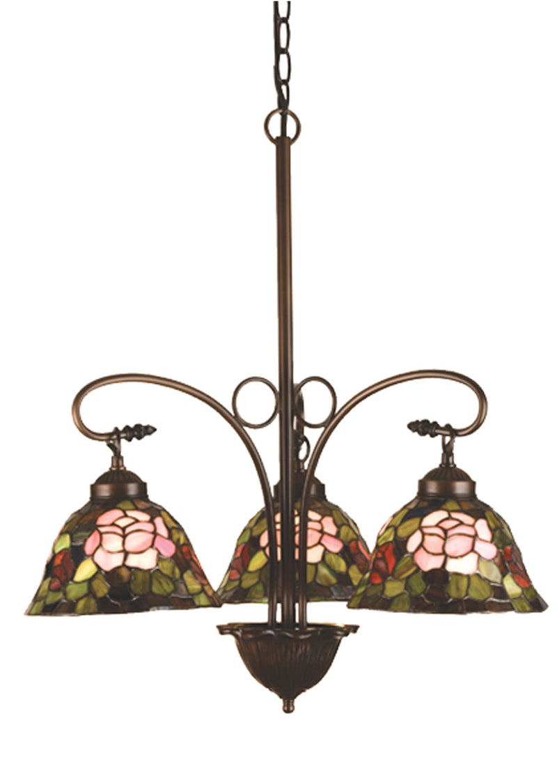 Meyda Tiffany 27418 Three Light Chandelier, Purple/Blue Burgundy Pink
