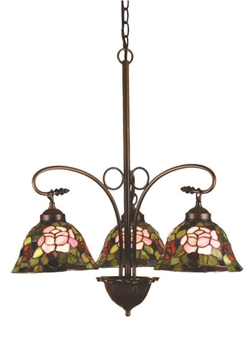 Meyda Tiffany 27418 Three Light Chandelier, Purple/Blue Burgundy Pink