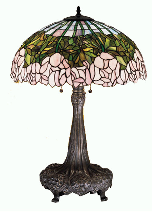 Meyda Tiffany 30513 Three Light Table Lamp, Mahogany Bronze