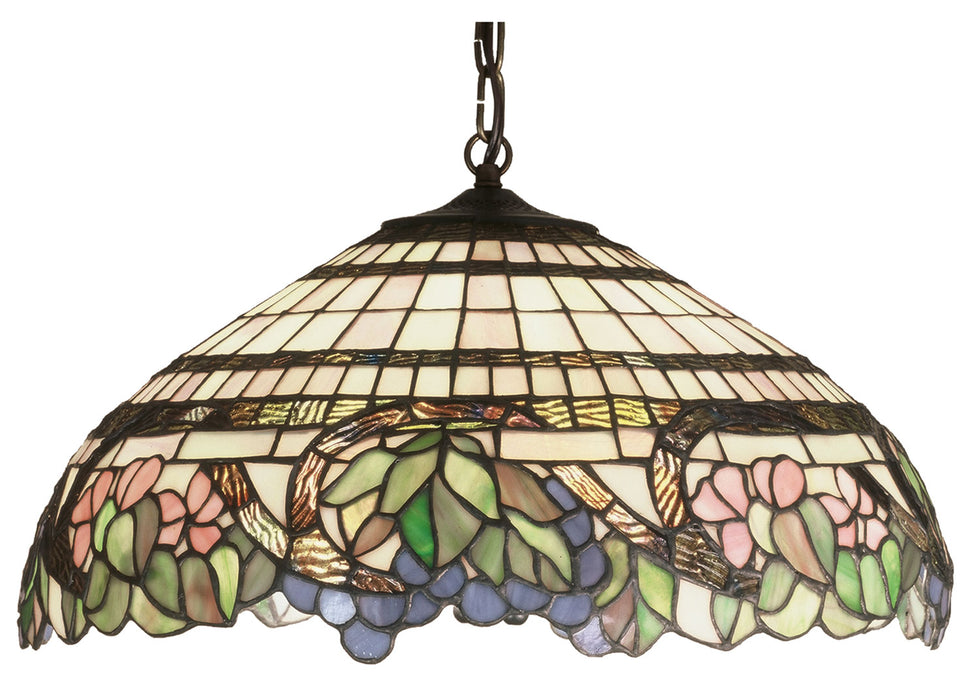 Meyda Tiffany 32176 Three Light Pendant, Purple Pr Pink Pbnawr
