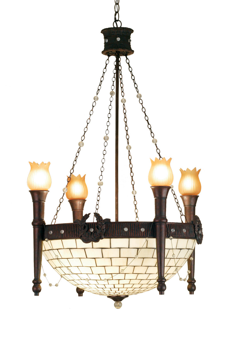 Meyda Tiffany 52060 Eight Light Chandelier, Craftsman Brown
