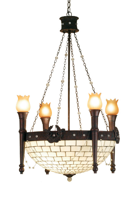 Meyda Tiffany 52060 Eight Light Chandelier, Craftsman Brown
