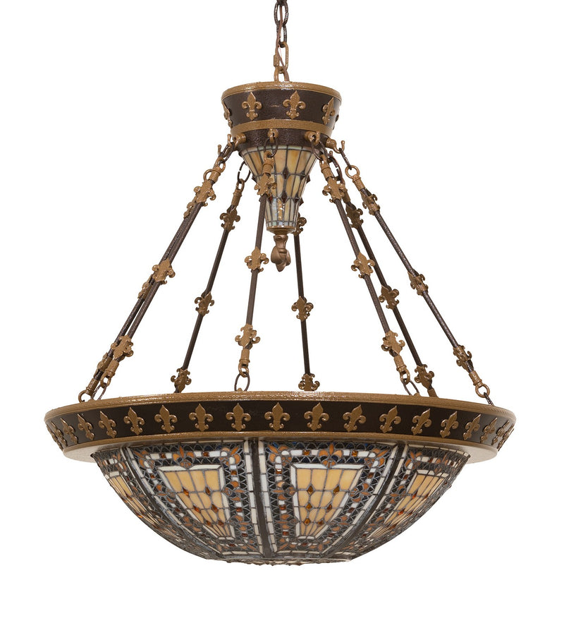 Meyda Tiffany 50250 Six Light Inverted Pendant, Copper Vein/Nu Gold