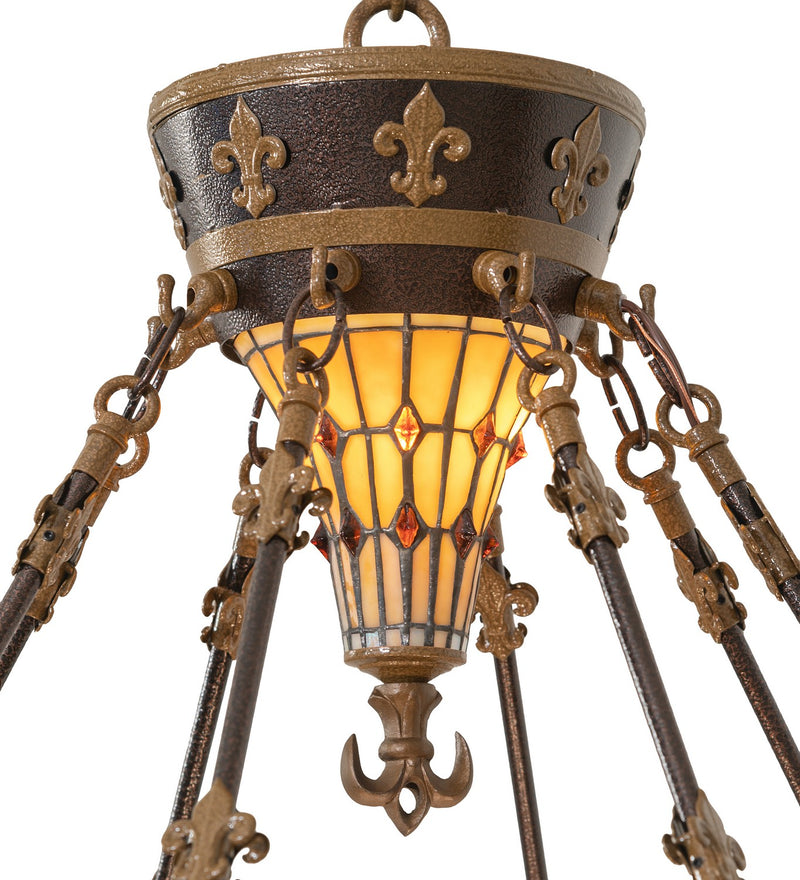 Meyda Tiffany 50250 Six Light Inverted Pendant, Copper Vein/Nu Gold