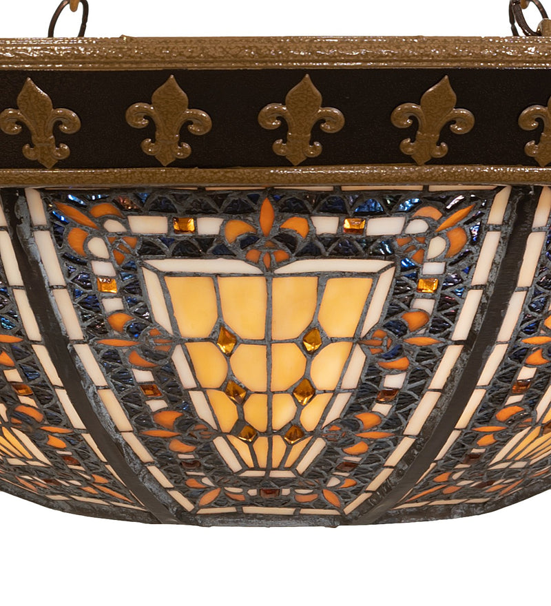 Meyda Tiffany 50250 Six Light Inverted Pendant, Copper Vein/Nu Gold