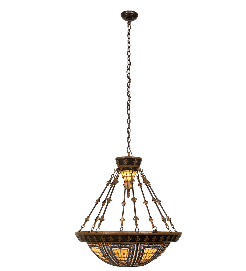 Meyda Tiffany 50250 Six Light Inverted Pendant, Copper Vein/Nu Gold