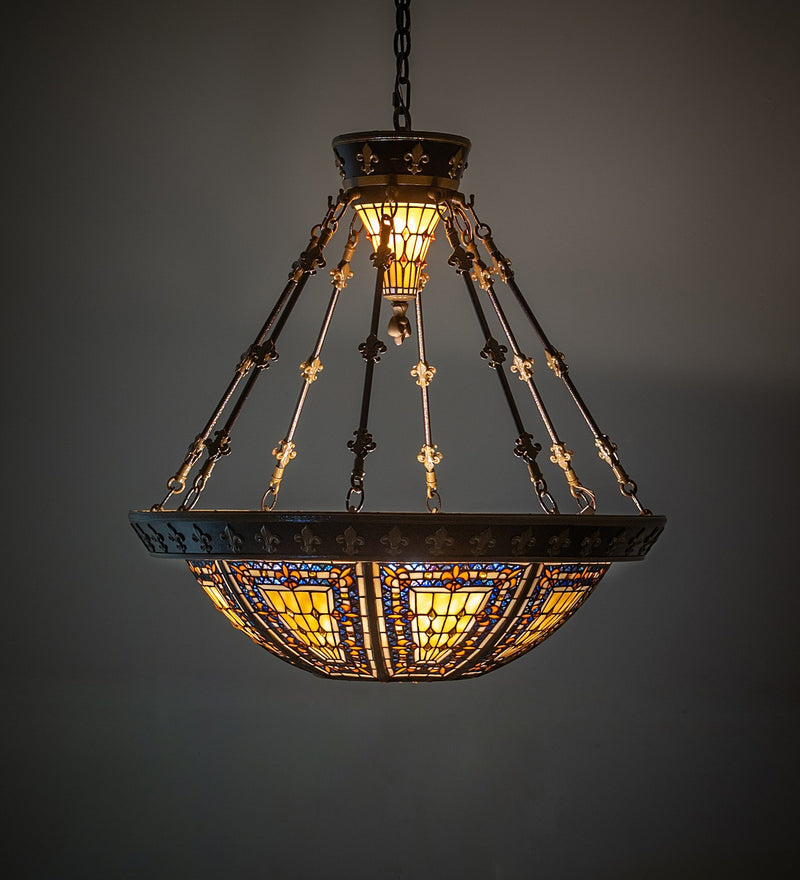 Meyda Tiffany 50250 Six Light Inverted Pendant, Copper Vein/Nu Gold