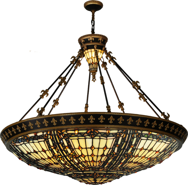 Meyda Tiffany 50250 Six Light Inverted Pendant, Copper Vein/Nu Gold