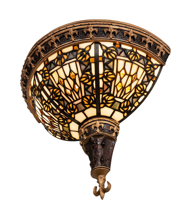 Meyda Tiffany 50243 Two Light Wall Sconce, Mahogany Bronze/ Gold & Brown