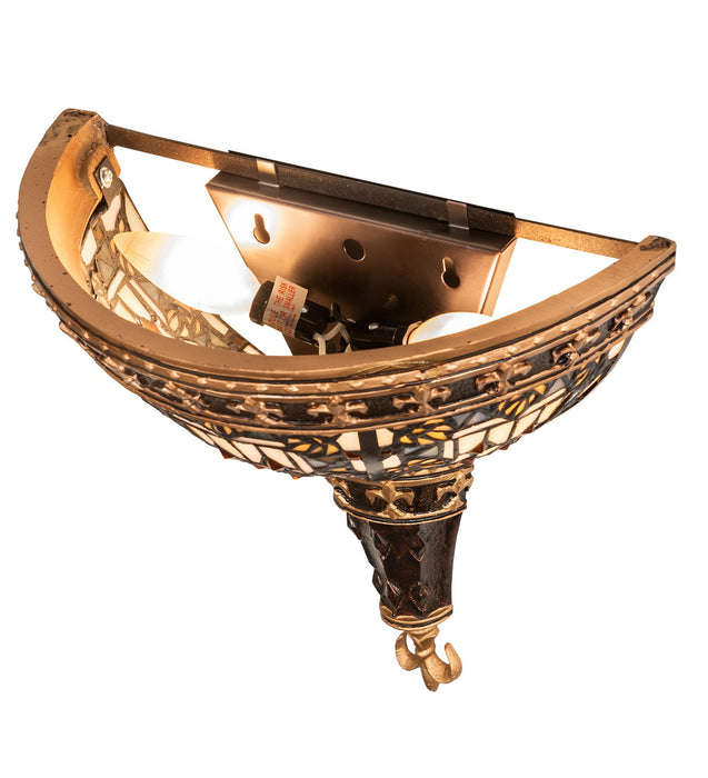 Meyda Tiffany 50243 Two Light Wall Sconce, Mahogany Bronze/ Gold & Brown