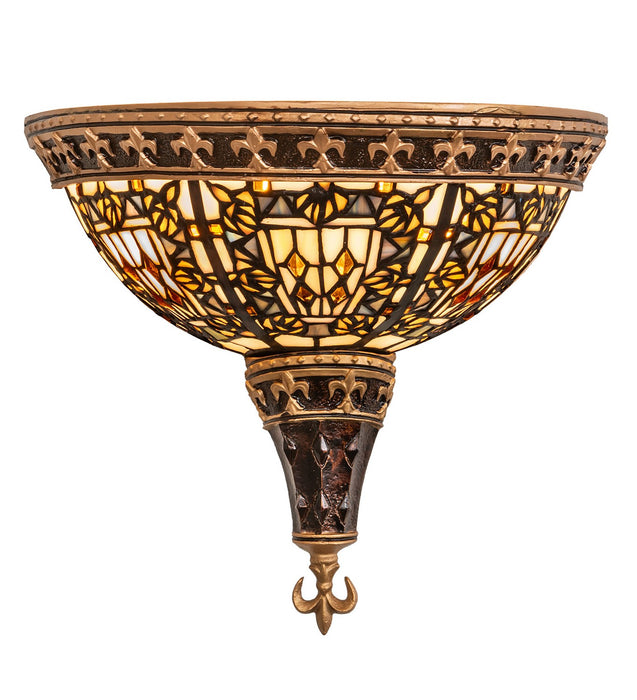 Meyda Tiffany 50243 Two Light Wall Sconce, Mahogany Bronze/ Gold & Brown