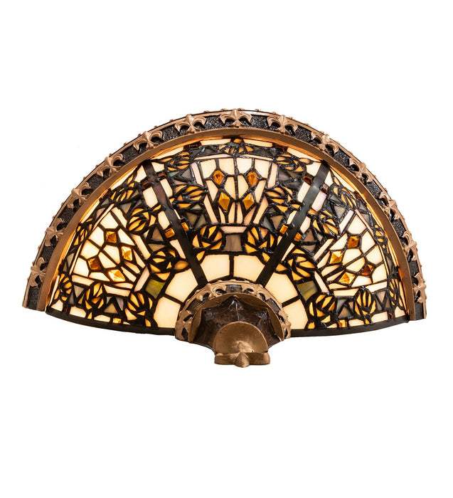 Meyda Tiffany 50243 Two Light Wall Sconce, Mahogany Bronze/ Gold & Brown