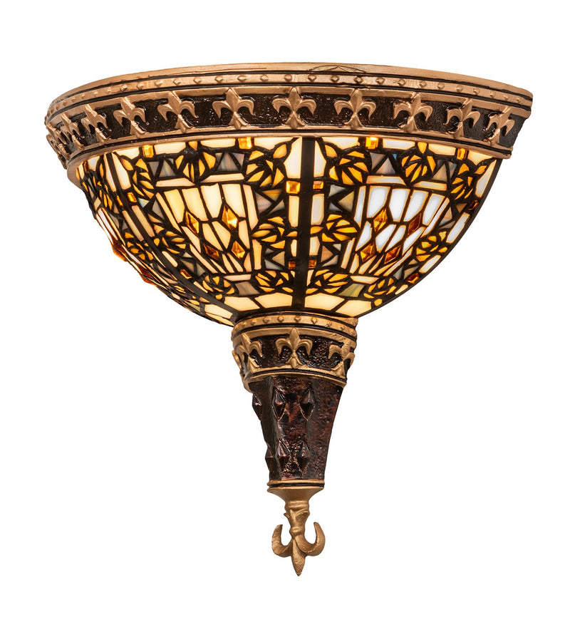 Meyda Tiffany 50243 Two Light Wall Sconce, Mahogany Bronze/ Gold & Brown