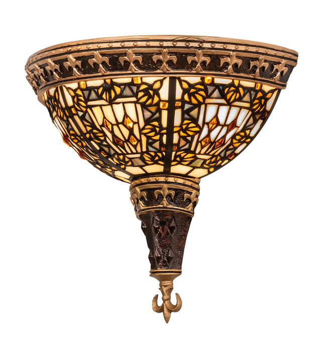 Meyda Tiffany 50243 Two Light Wall Sconce, Mahogany Bronze/ Gold & Brown