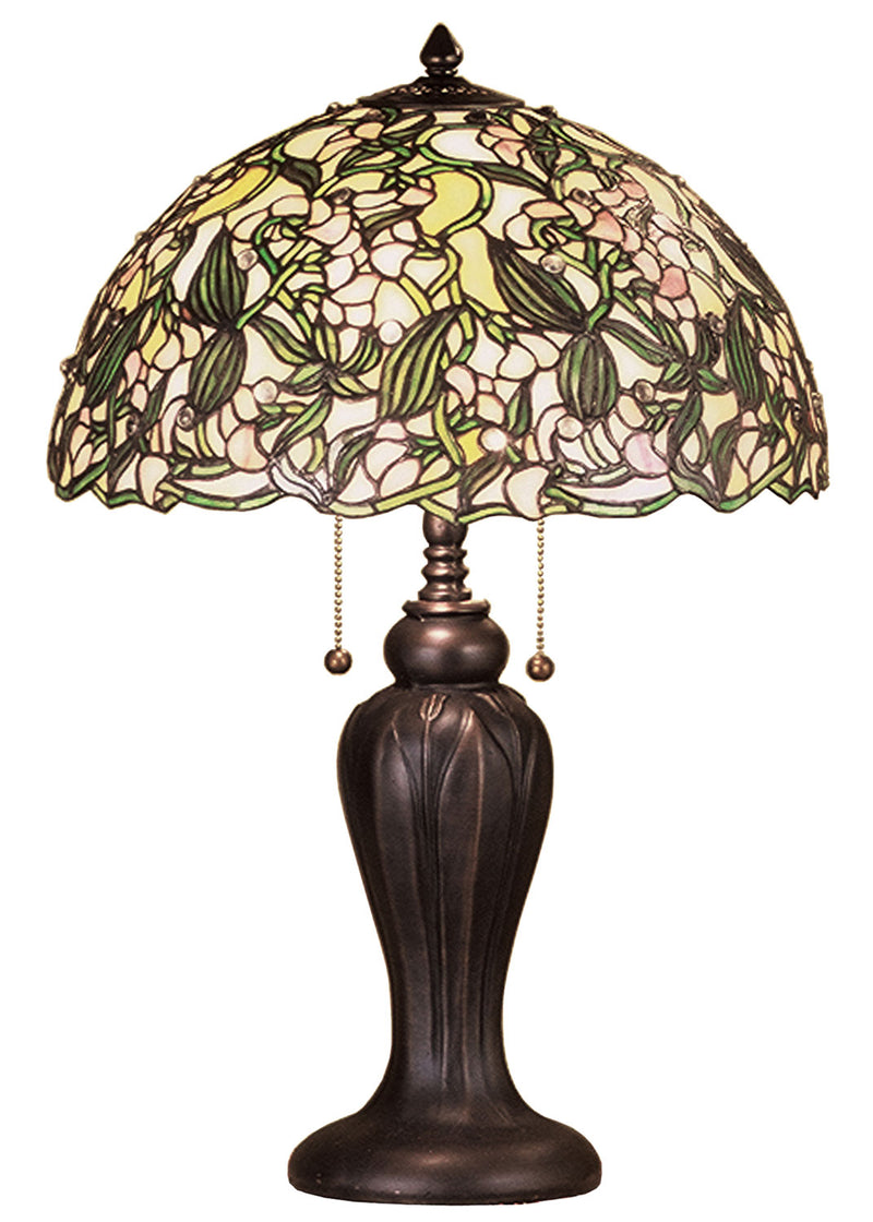 Meyda Tiffany 48622 Two Light Table Lamp, Mahogany Bronze